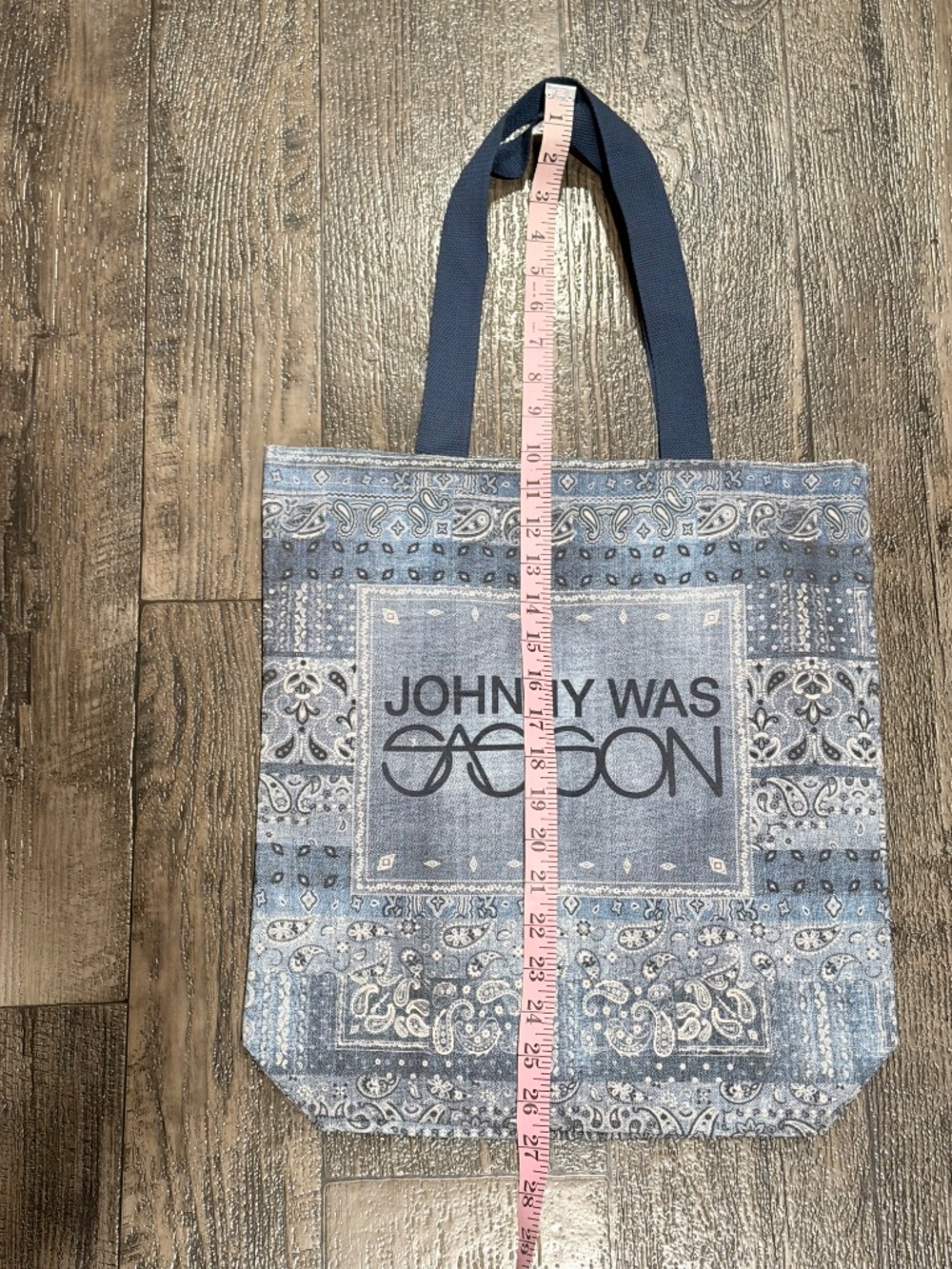 Rare Johnny Was x Sasson Collaboration Limited Ed Denim Canvas Tote Bag NWOT - Picture 6 of 6